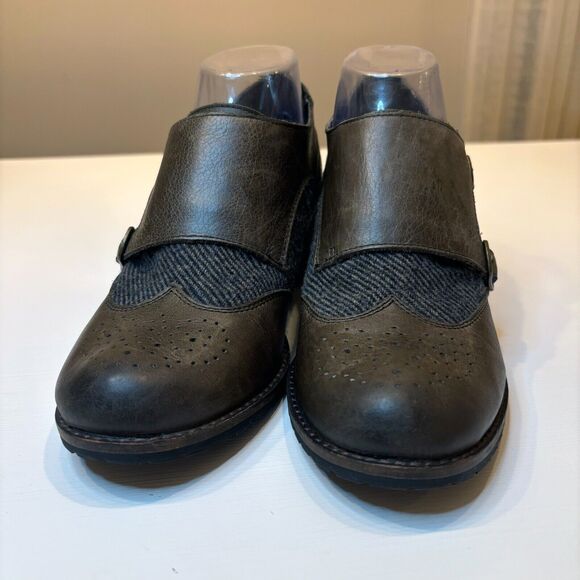 Aetrex Women's Distressed Leather Double Buckle Comfort Shoes Heels US Size 8.5 - Picture 4 of 9